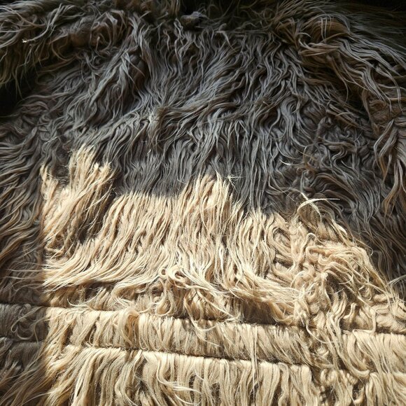 Vintage Boho Faux Fur Vest Women INC L Beige Shaggy 70s Festival Whimsygoth - Picture 9 of 12